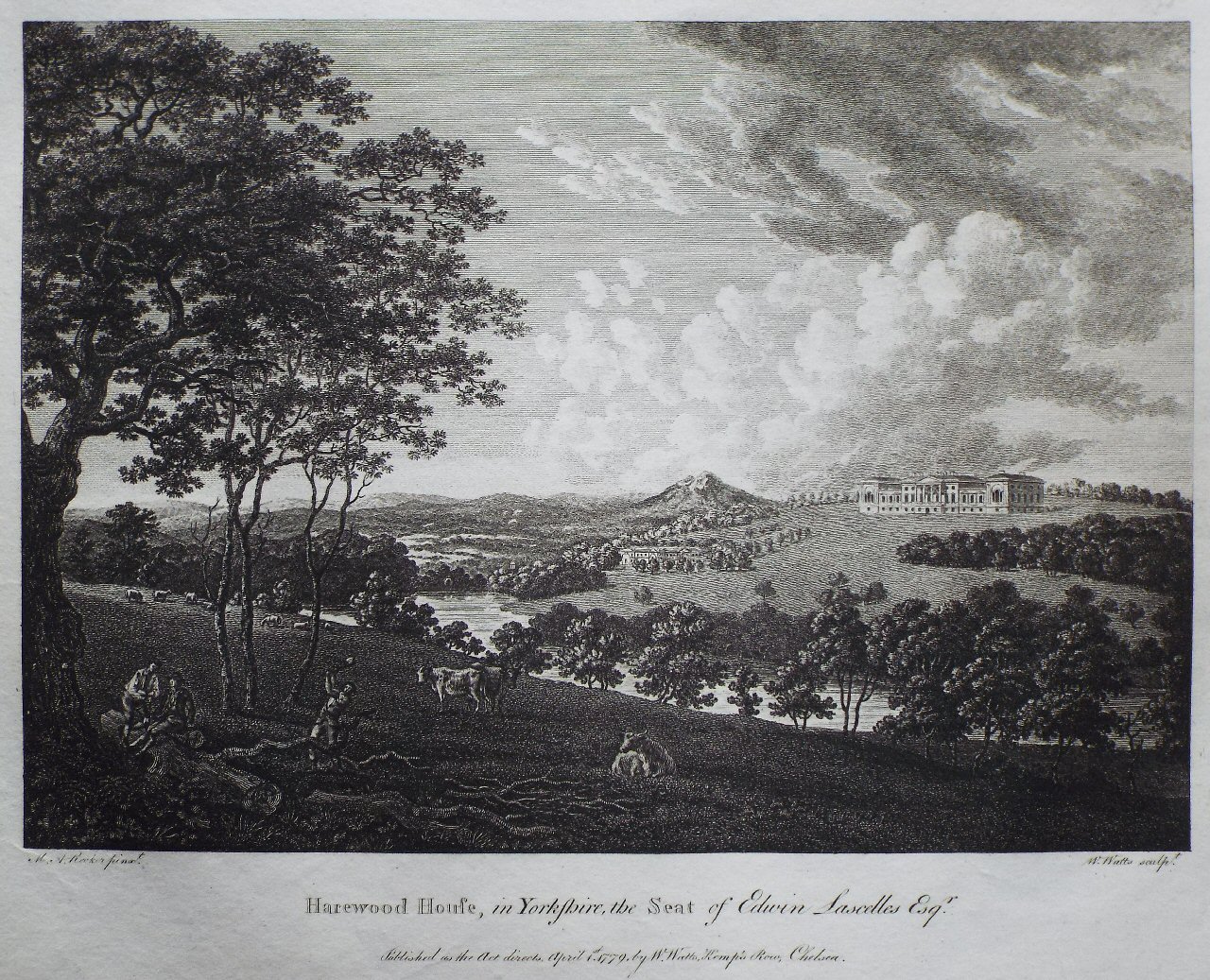 Print - Harewood House, in Yorkshire, the Seat of Edwin Lascelles Esqr - Watts